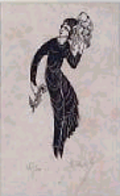 Actress Holding a Mask and Flowers