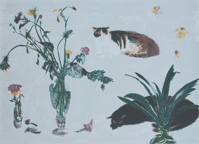 Cat and Flowers