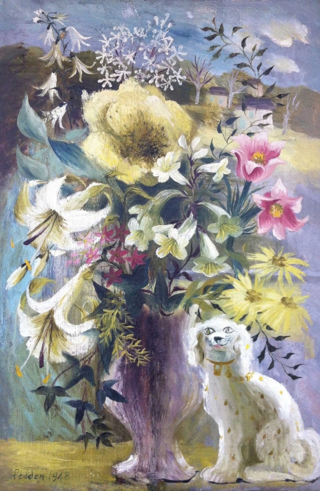 Study of a Vase of Flowers with a Staffordshire Po