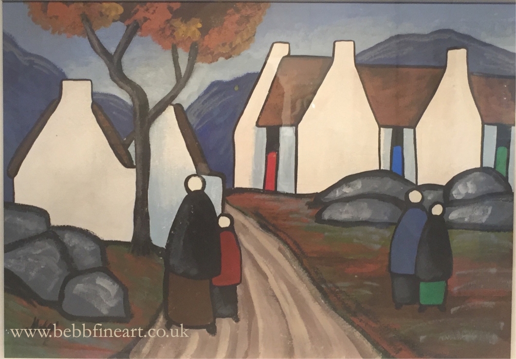 Figures with Cottage