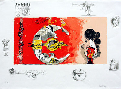 Fossil with Rocks & Flames