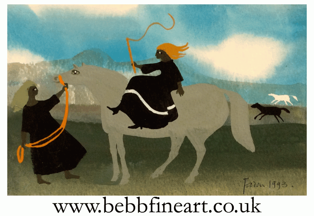 Lady on horseback with whip