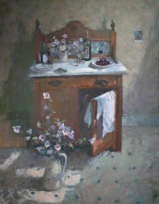 Interior with Flowers by a Sid
